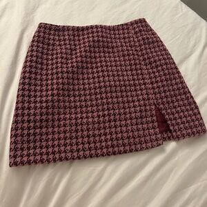 Pink Tweed mini skirt, brand 8 by YOOX, with houndstooth pattern